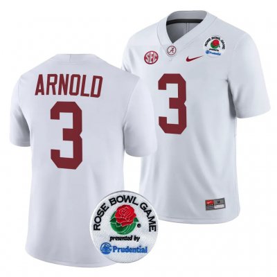 Men's Alabama Crimson Tide #3 Terrion Arnold 2024 Rose Bowl White NCAA Playoff College Football Jersey 2403YEBQ0